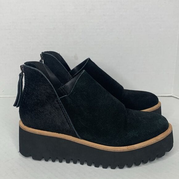 All Black suede calf hair platform threaded booties - Picture 3 of 10